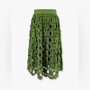 Brand New - FARM Rio Green Floral Lace Midi Skirt